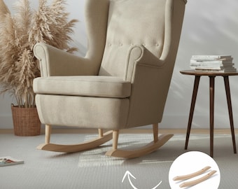 Kufen für IKEA Strandmon Sessel - Umbauset für Schaukelstuhl, Holzkufen in Buche geölt oder schwarz lackiert, inkl. Filzgleiter