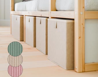 Storage box for IKEA Kura bed, under-bed storage box made of corduroy fabric, 90 x 32 x 27 cm – under-bed chest of drawers, box in beige, pink or green