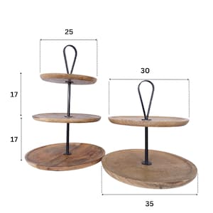 Soporte para pasteles de madera, soporte para servir de 2 o 3 niveles, soporte decorativo, soporte de cocina imagen 3