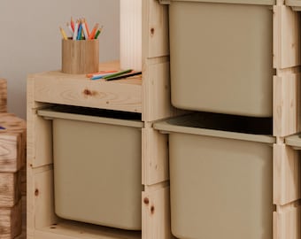 Grande scatola "TRÖVI" beige per scaffale IKEA Trofast 42 × 30 × 23 cm - contenitore profondo in plastica per giocattoli e articoli per la casa