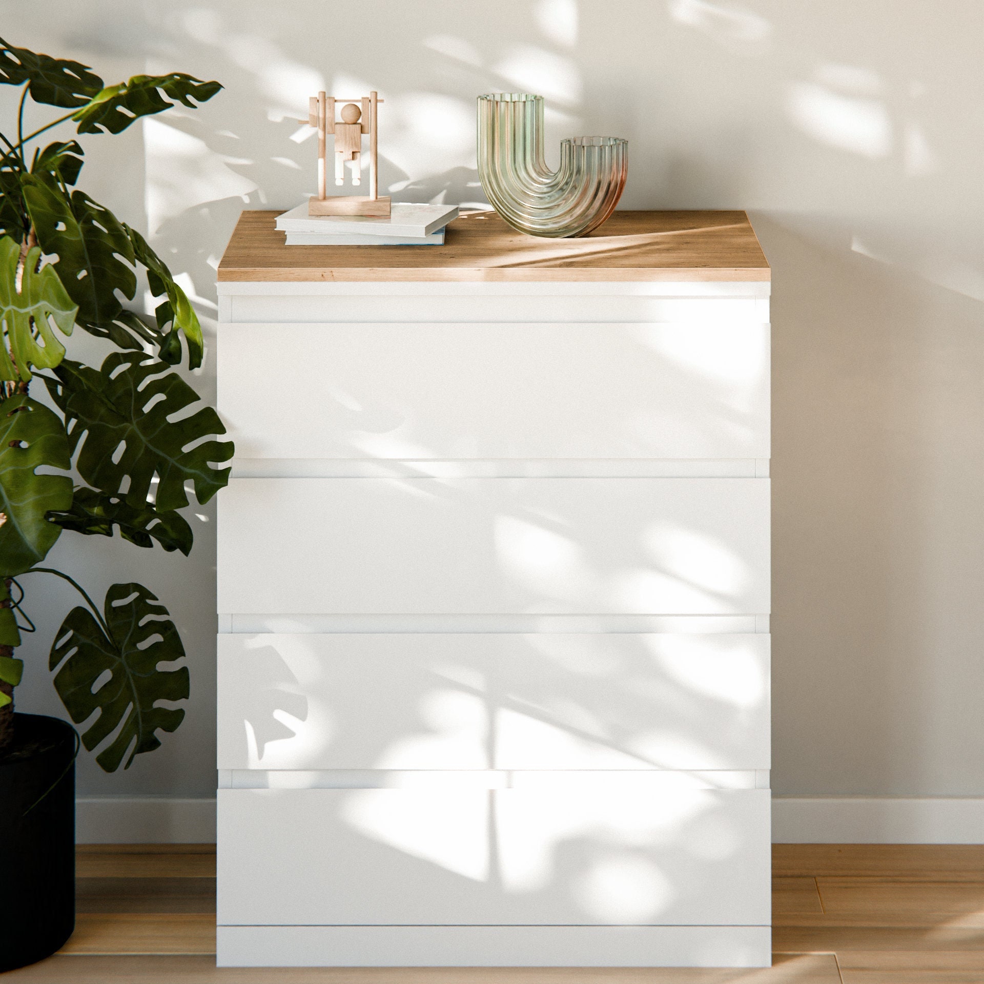 Wooden Top for Ikea Malm Chest of Drawers, Oak - Top Plate Wooden Top for Ikea Malm Chest of Drawers, Oak - Top Plate