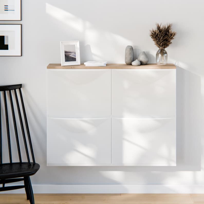 Wooden panel for Ikea Trones 1, 2 or 3 side by side - oak - top panel, wooden board for shoe cabinet 2 Trones (1026x159)