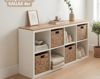 Wooden Board for 4-tier Ikea Kallax Shelf, Oak - Top Plate, Wooden Board for Cube Shelf With Four Compartments, Width, 146.7 X 39.2 X 1.9 Cm