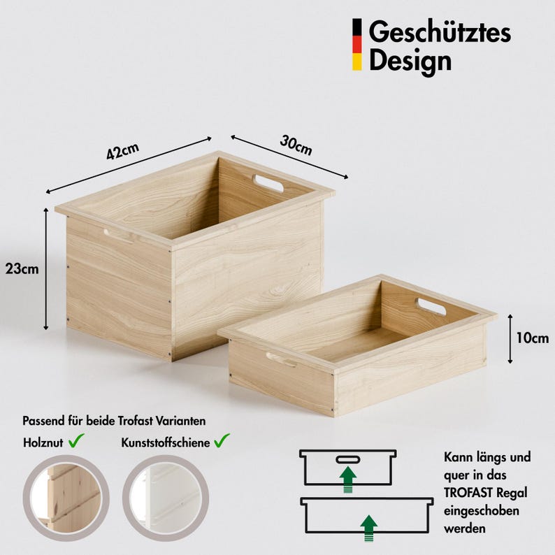 Holzkiste für IKEA Trofast Regal Box aus Holz Alternativezu Kunststoff