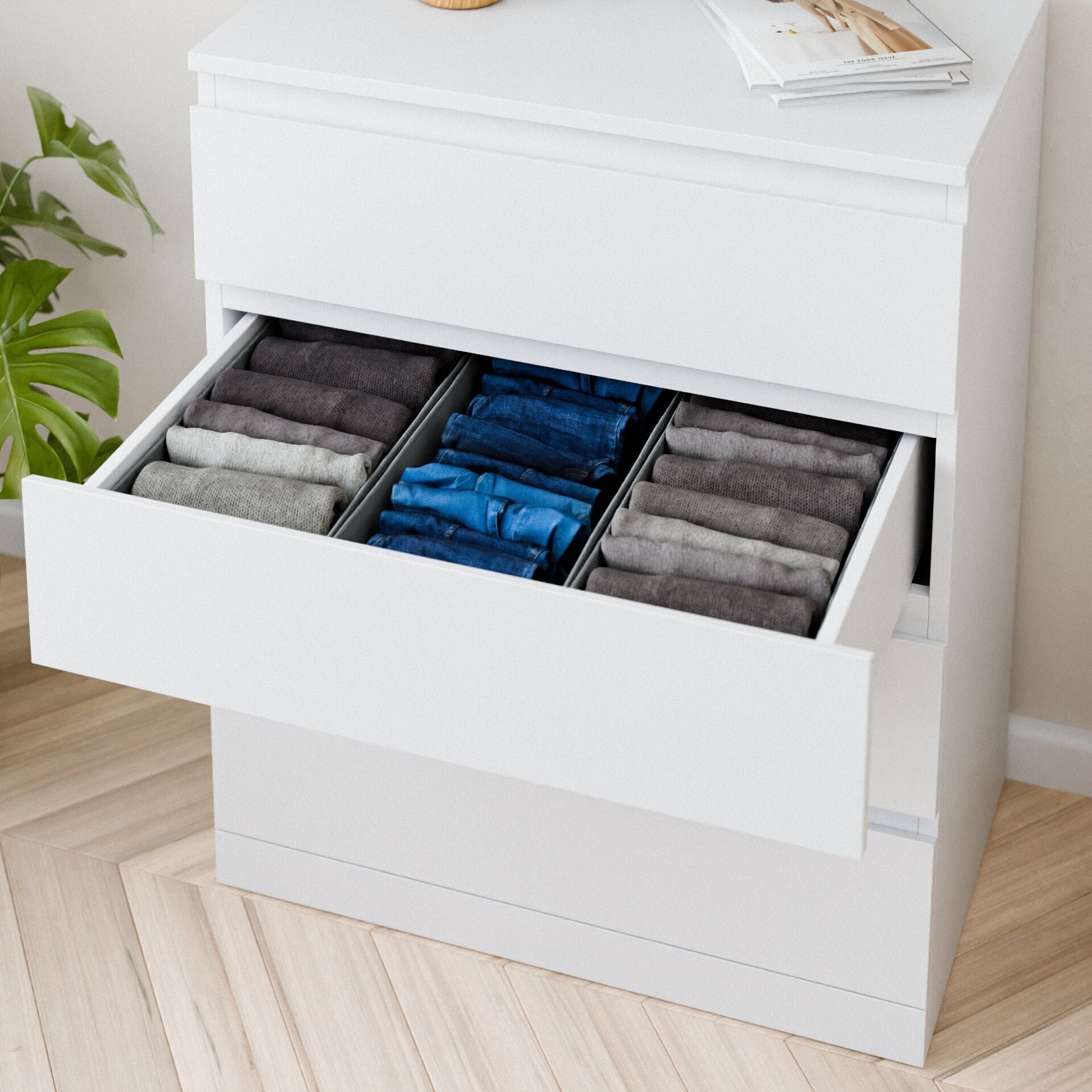 Juego de 3 organizadores para comoda IKEA Malm cajas para cajones cajas de clasificacion sistema de organizacion para camisetas ropa interior calcetines 42 x 23 x 13 cm Etsy Espana