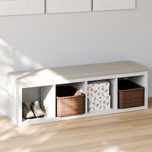 Zitkussen voor 4-zits Kallax plank van Ikea met afneembare hoes in grijs of beige - zitkussen, kussen voor bank, 146 x 39 x 4 cm