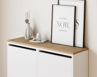 Holzplatte für 2 IKEA Bissa Schuhschränke, Eiche Deckplatte für zwei Schuhregale nebeneinander – 97,8 x 28,0 x 1,9cm