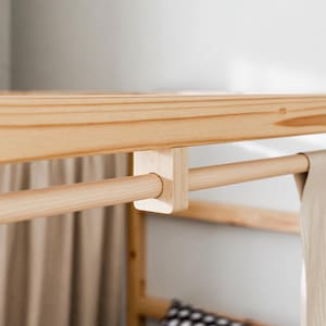 Gordijnroede voor IKEA Kura bed, optioneel met bijpassend gordijn, houten gordijnroede, katoenen mousseline stof in diverse kleuren
