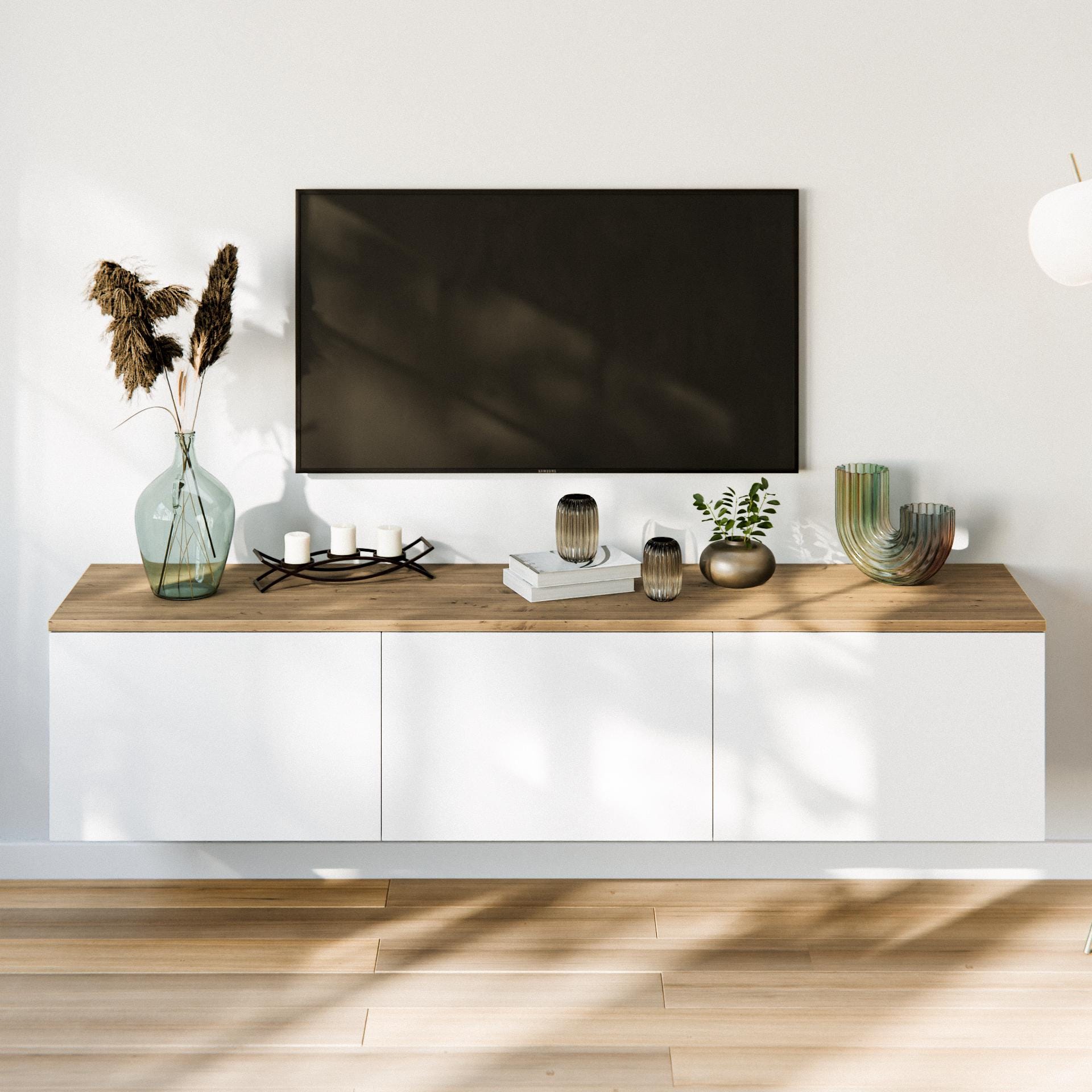 Wooden Board for IKEA Besta Shelf 180 X 42 Cm, Oak Top for 3 