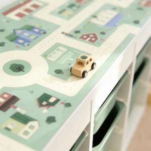 Spielfolie zum Aufkleben auf IKEA Trofast Regal Hack Spieltisch Möbelfolie Kinderzimmer Stadtleben Spielen