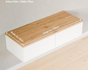 Holzplatte nach Maß, Deckplatte im Stil Artisan Eiche - 19mm Stark, Länge bis 190cm, Breite bis 60cm, z.B. für IKEA Möbel