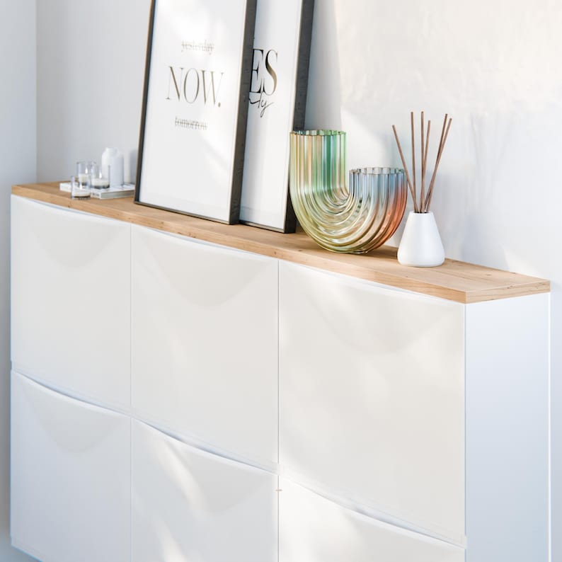 Wooden panel for Ikea Trones 1, 2 or 3 side by side - oak - top panel, wooden board for shoe cabinet 3 Trones (1541x159)