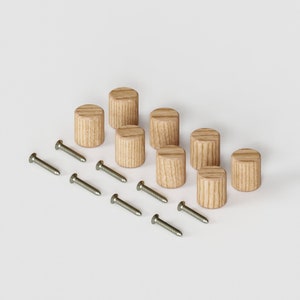 Möbelknopf aus Eiche, Holzgriff passend für Ikea Kallax Tür und Schublade, handgefertigter Türknauf, Ø 13mm, Höhe 15mm 8er-Set