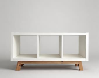 Base frame for IKEA Kallax shelf, 3 compartments wide, wooden frame 97 x 33 x 14 cm, Artisan Oak - riser, furniture feet, for Kallax 3x1 & 3x2