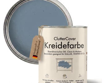 Chalk paint blue, 750ml furniture paint without sanding, ideal for IKEA furniture such as Kallax, Hemnes, Malm & Co., chalk paint for approx. 6 m²