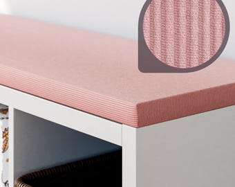 Corduroy seat cushion in pink for IKEA Kallax 2, 3 & 4 shelf units, padded bench cushion, seat cushion, cushion with washable cover