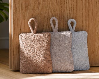 Türstopper mit Plüschbezug in Beige, Hellbraun, Cremeweiß - Moderner Türhalter, 1,0kg