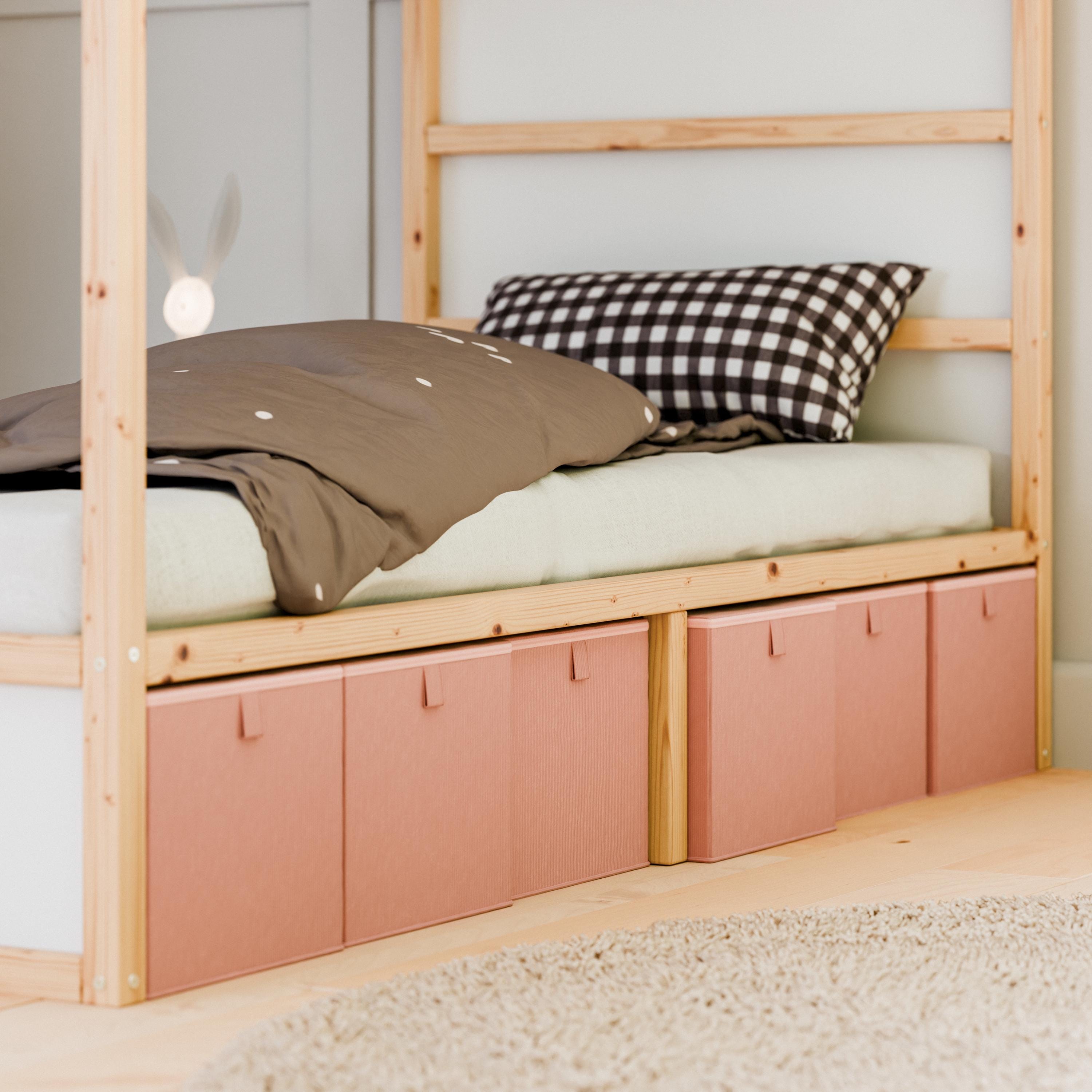 Box für IKEA Kura Bett, Unterbett Aufbewahrungsbox aus Cord Stoff, 90 x 32 x 27cm – Unterbettkommode, Kiste in Beige, Rosa oder Grün