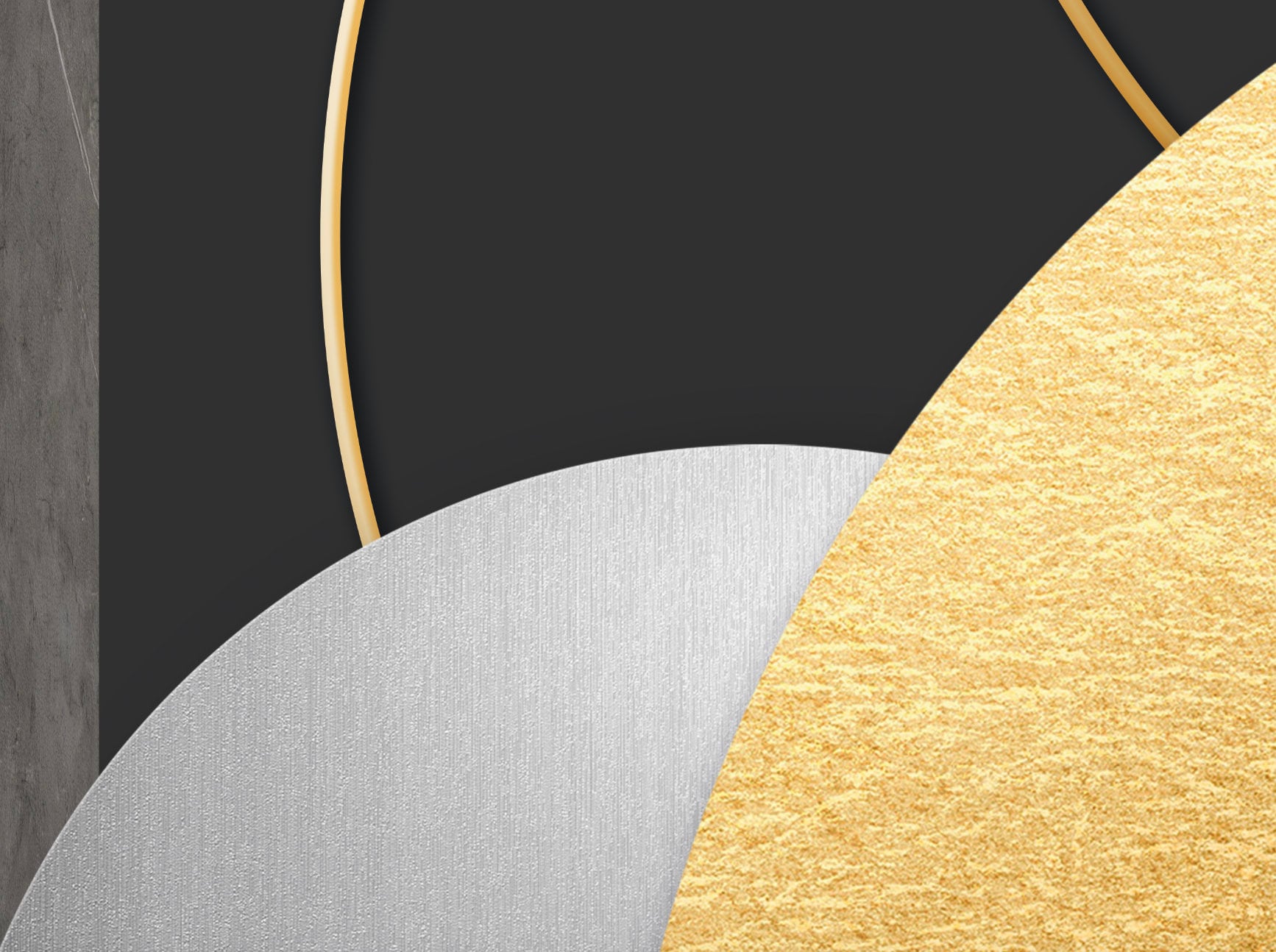 Printable Golden Black Circle Wall Art Print, Abstract Oak Print Art