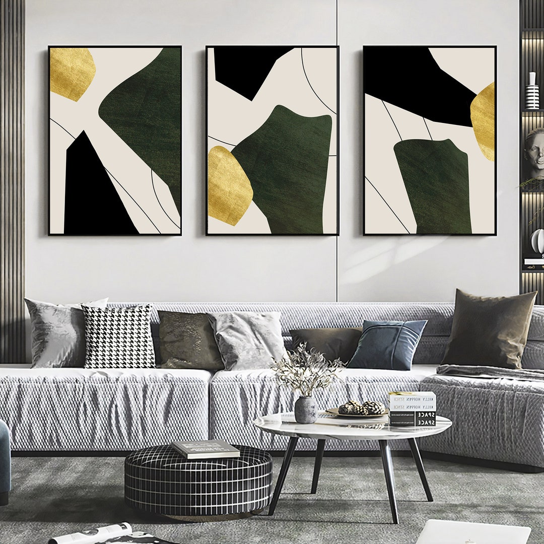 Vintage Green Abstract Wall Art Prints: Set of 3 (digital Download) - Etsy