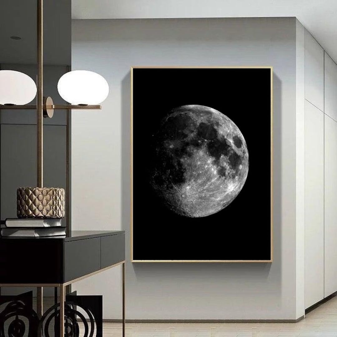 Printable Black Moon Phases Geometric Wall Art Print, Abstract Print ...