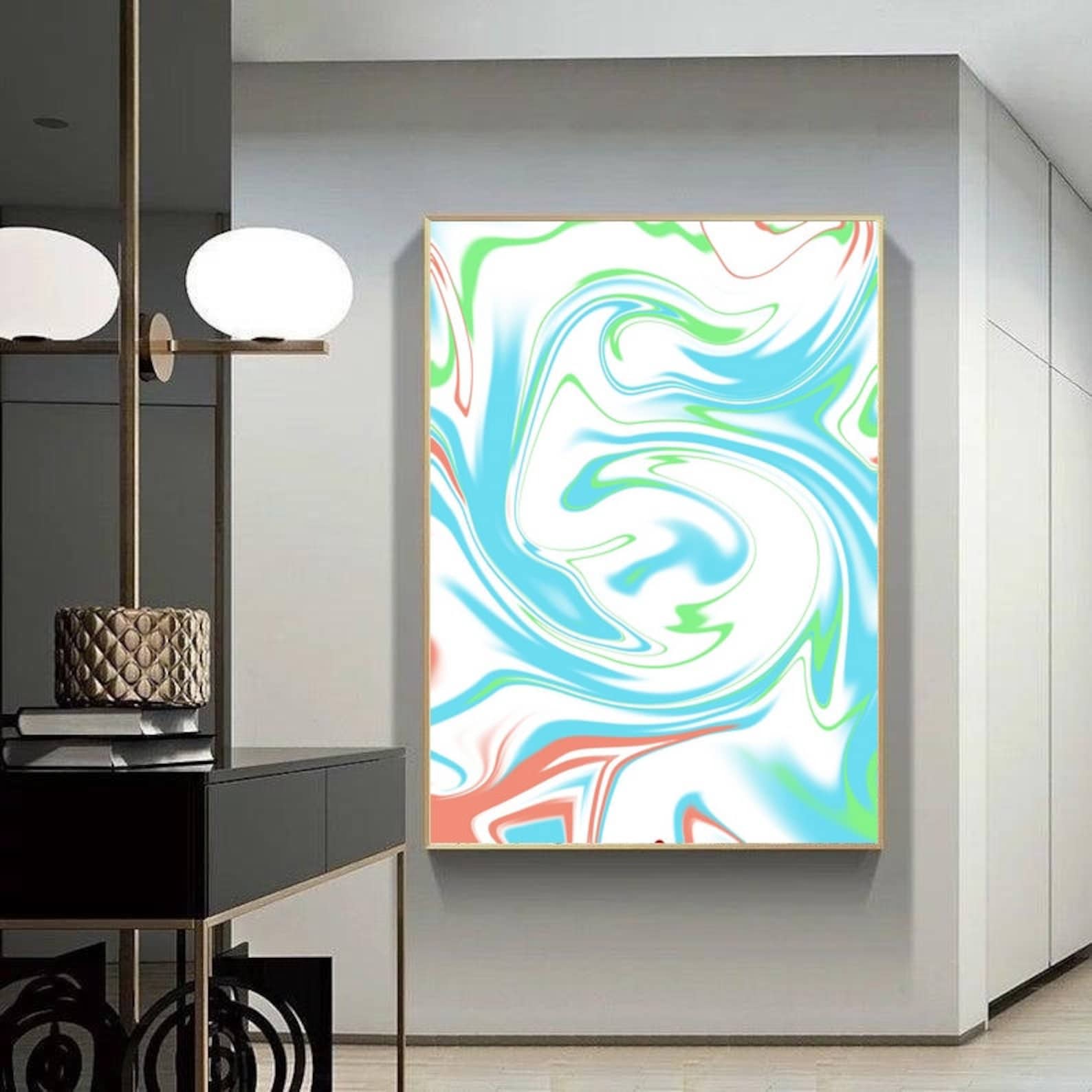 Printable Modern Art Blue Wall Art Print, Abstract Print Art, Wall ...
