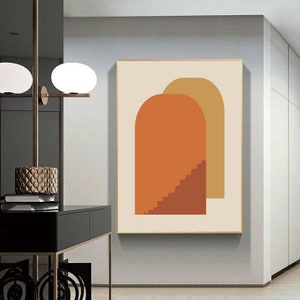 Printable Brown Orange Geometric Wall Art Print, Abstract Print Art, Wall Decor Prints, Digital Download Art