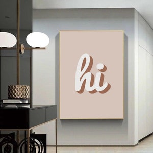 Pink &#39;Hi&#39; Typography Art Print: Abstract Wall Decor (Digital Download)