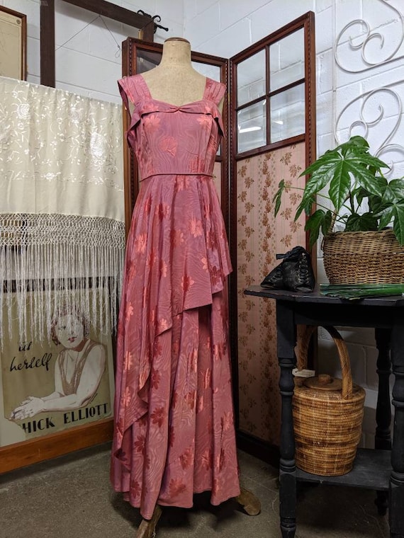 1940s Asymmetrical Evening Gown