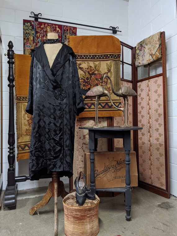 1920s Black Silk Opera Coat