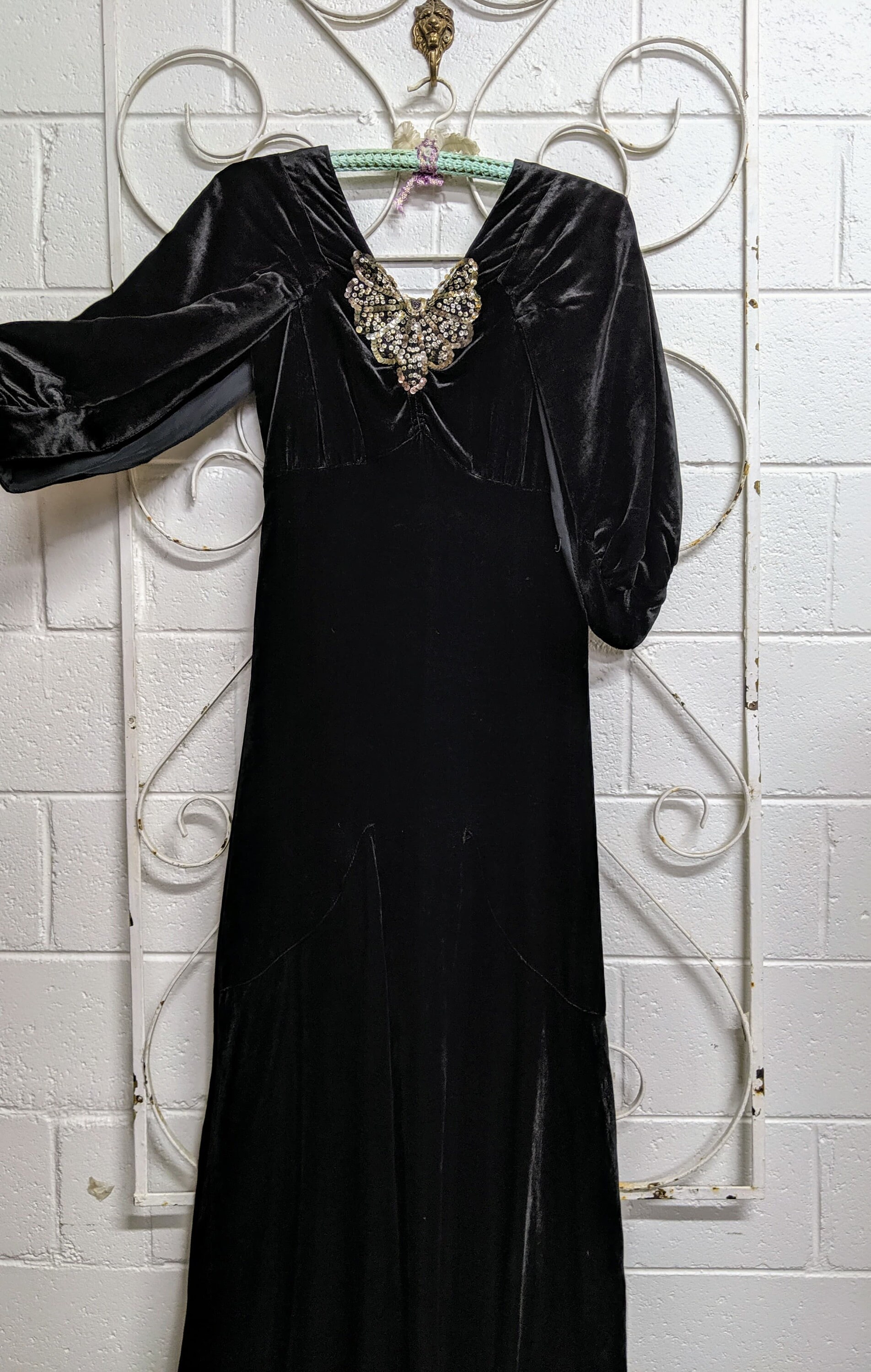 1930s Art Deco Black Silk Velvet Evening Gown - Etsy