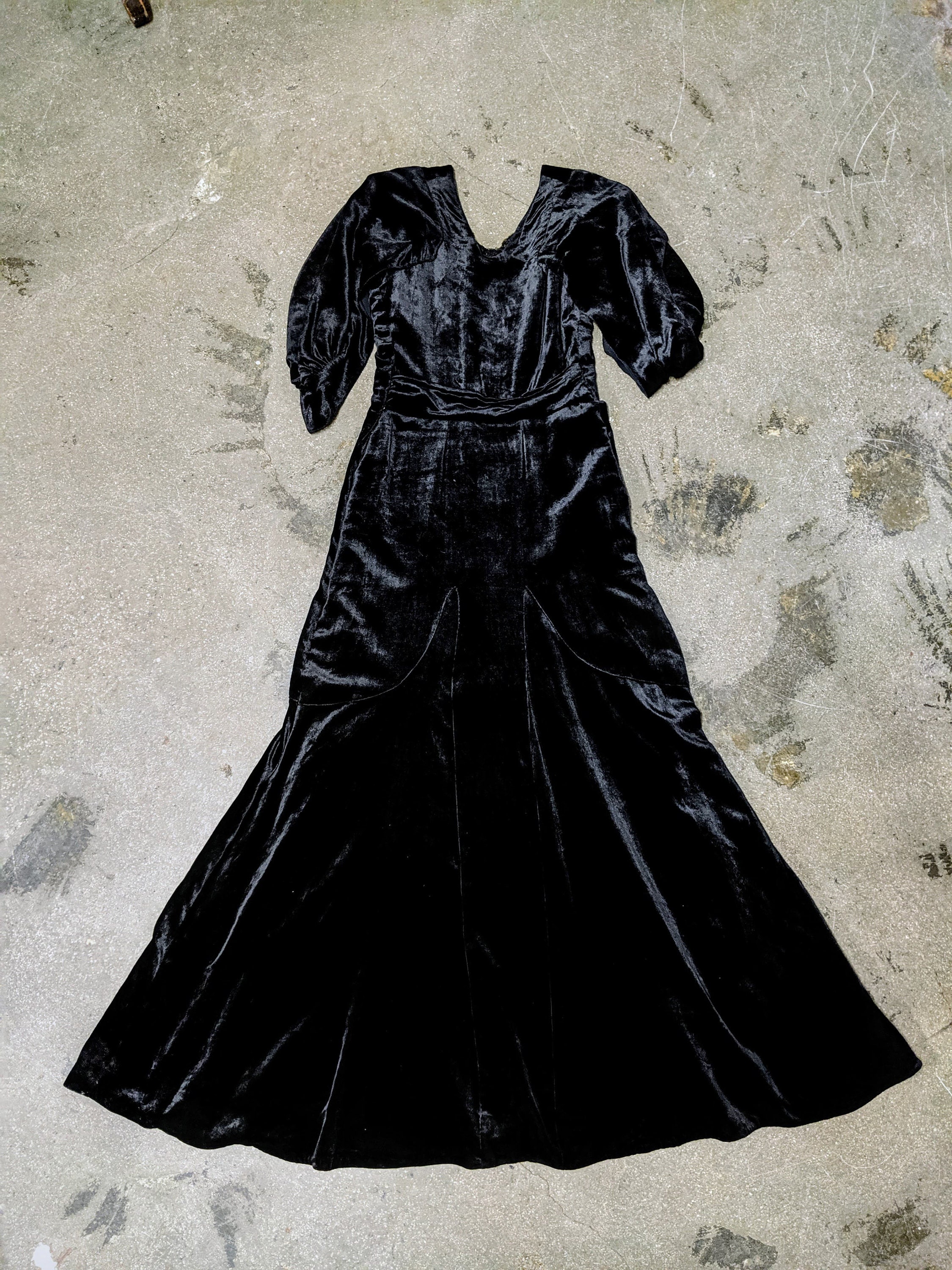 1930s Art Deco Black Silk Velvet Evening Gown - Etsy
