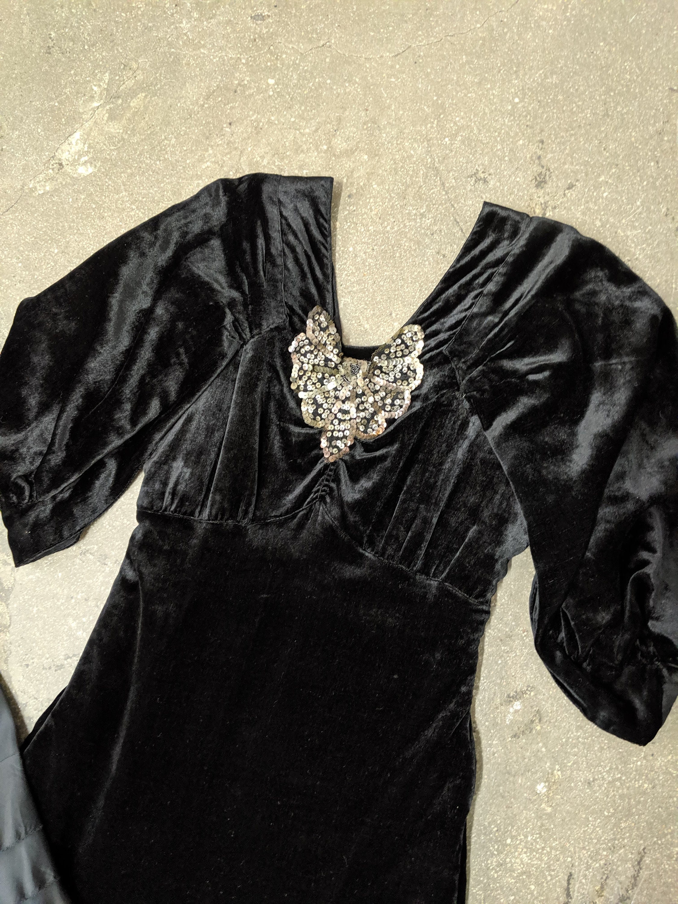 1930s Art Deco Black Silk Velvet Evening Gown - Etsy