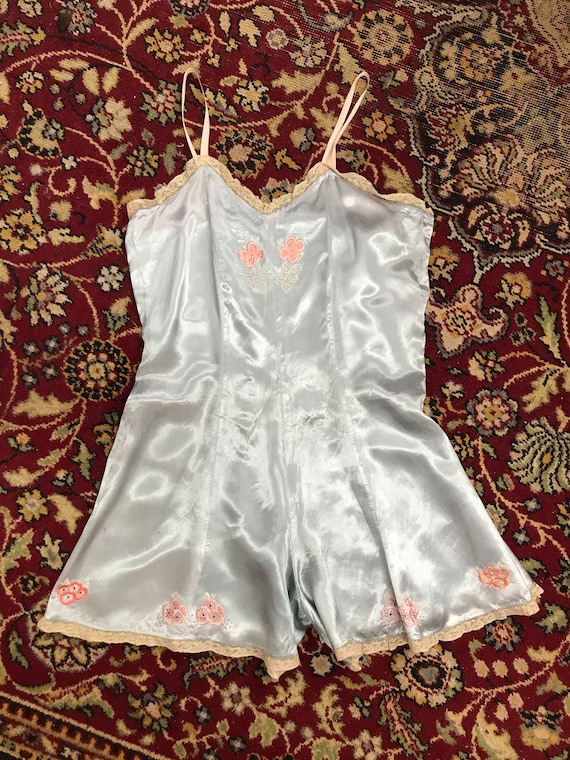 1920s Embroidered Satin Step in