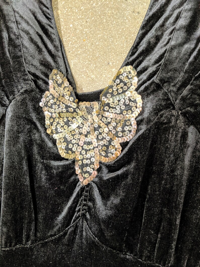 1930s Art Deco Black Silk Velvet Evening Gown - Etsy