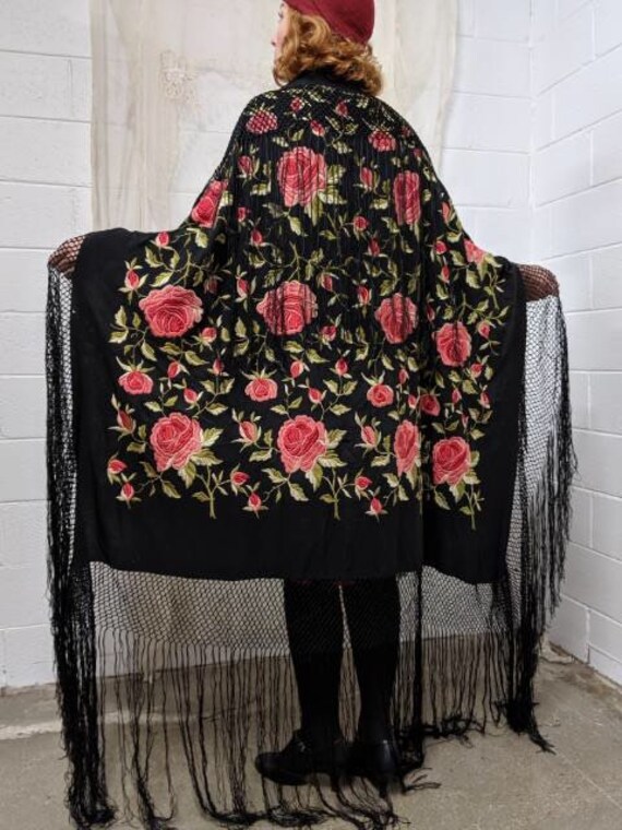 Black Silk 1920s Piano Shawl