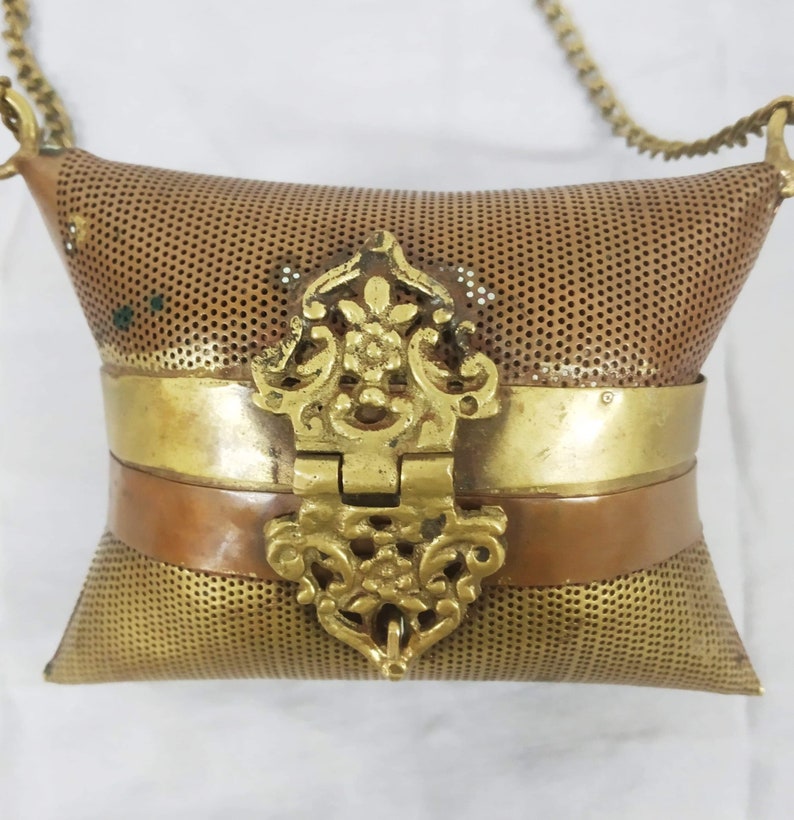 1970s Bohemian Brass & Copper Pillow Purse Etsy