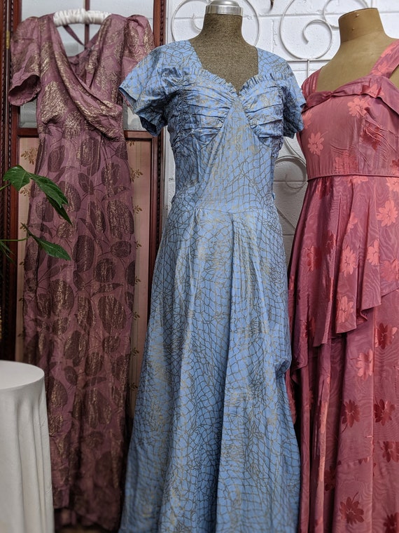 1940s Blue Mermaid Evening Gown