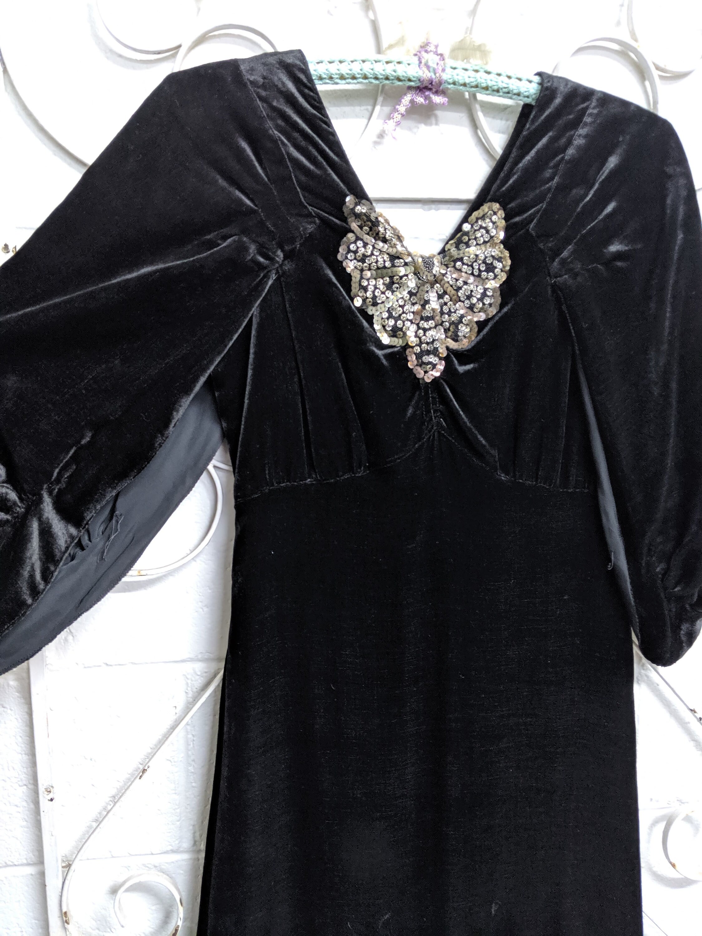 1930s Art Deco Black Silk Velvet Evening Gown - Etsy