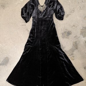 1930s Art Deco Black Silk Velvet Evening Gown - Etsy