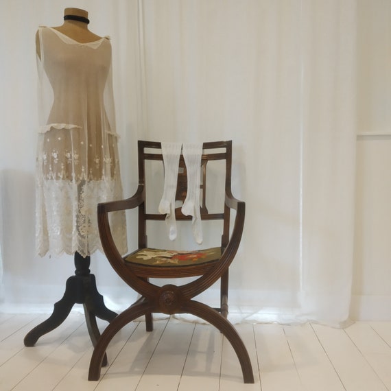 1920s French Tambour Lace Flapper Wedding Dress