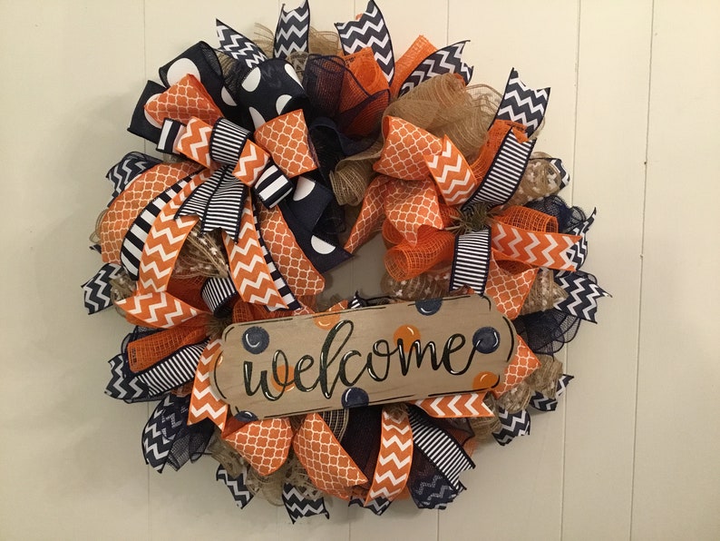 Year Round Wreath Housewarming Wreath Spring Wreath Whimsical Wreath Welcome Wreath Everyday Wreath Football Decor Front Door Decor