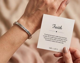 Faith bracelet, Faith quote, Trusting God, Personalized bible verse bracelet, Christian jewelry, Encouragement, Inspirational