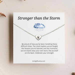 Collier plus fort que la tempête, Bijoux de force, Ami qui se bat, Temps difficiles, Carte inspirante, Cadeau d'encouragement, Récupération