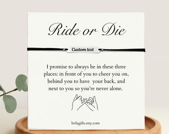 Ride or die bracelet, Friendship gifts, Best friend gift personalized, Friendship bracelet, Best friend birthday gifts, Pinky promise