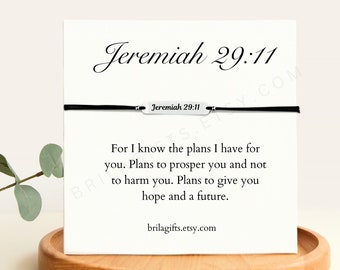 For I know the plans I have for you, Jeremiah 29:11, Christian, Bible verse, Encouragement, Inspirational bracelet, Graduation, Baptism