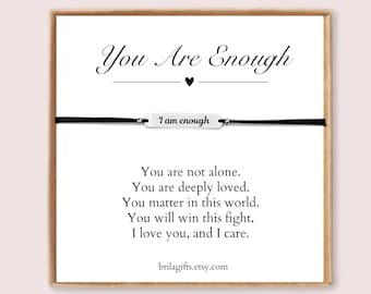 You are enough, Motivational bracelet, Inspirational jewelry, Support gift, Confidence, Encouragement, Mental health gift, Positive words