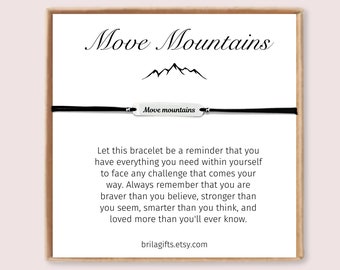 Move mountains, Motivational bracelet, Inspirational jewelry, Support gift, Hard times, Depression gift, Encouragement, Mental health gift