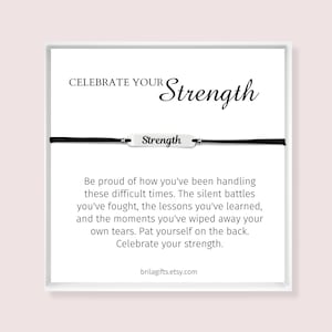 Bracelet de force, Célébrez votre force, Carte de message de motivation, Soutien, Bracelet d’anxiété, Moment difficile, Cadeau de dépression, Encouragement