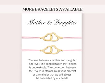 Mother daughter gifts, Mother daughter bracelets, Matching bracelets, Daughter birthday gift, Interlocking hearts bracelet, Mom gift